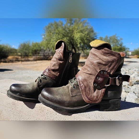 A.S.98 Simon ITALIAN HANDMADE LEATHER BOOTS Rare Color Sz 37 - Picture 6 of 7